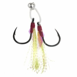 ASSIST MUSTAD DOBLE LIGTH RIG White w/ Rnbw Flash & Ring, 1/0